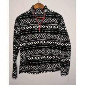 Eddie Bauer Plush 1/4 zip Pullover Fleece Womens Sz Smal Jacket Ultra-soft Aztec